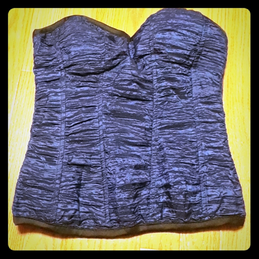 Midnight blue rouched corset style top